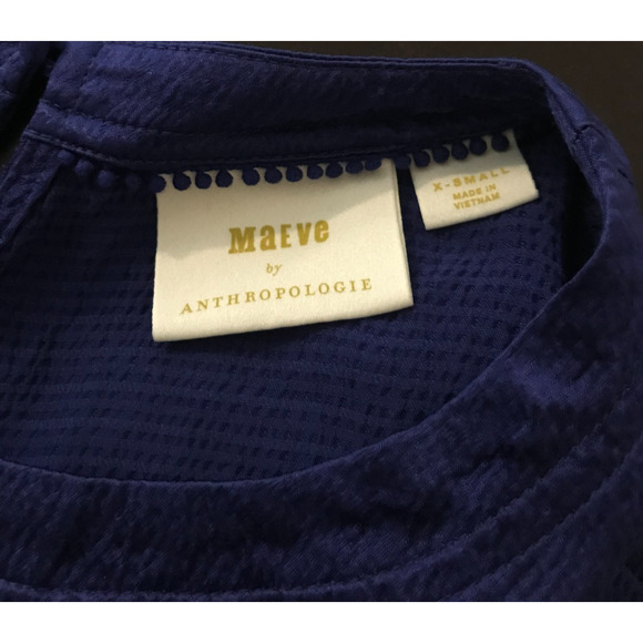 Anthropologie Maeve Jimena Short-Sleeve Sapphire Blue Midi Dress - Extra Small - Picture 5 of 11